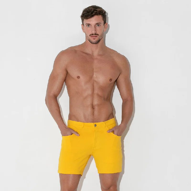 Code 22 slim fit 5"" stretch short 9712 yellow