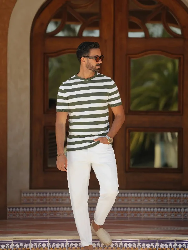 Donato Evora knit t-shirt striped white/green