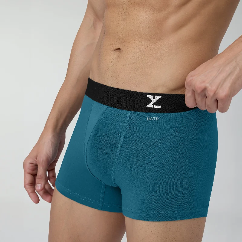 Aero Silver Cotton Trunks Green Emerald