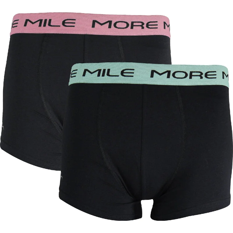 More Mile Classic (2 Pack) Mens Boxer Shorts - Black