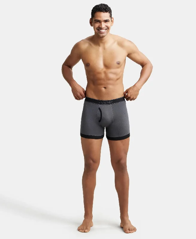 Super Combed Cotton Rib Solid Boxer Brief with StayFresh Treatment - Asphalt & Black